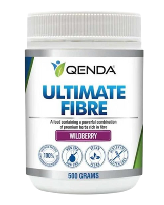 Qenda Ultimate Fibre supplement container on a white background