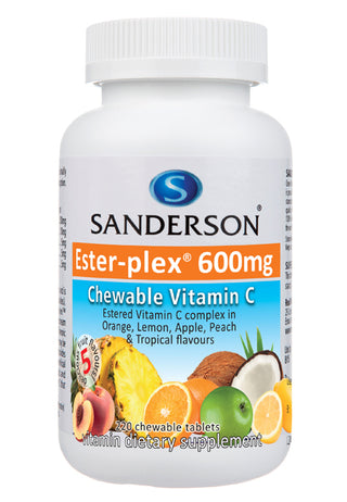 Sanderson Ester-Plex 600mg Chewable Vitamin C - 5 Fruit Flavours