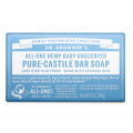 Dr Bronner's Magic Bar Soap - All-One Hemp Pure Castile Soap - UNSCENTED Baby-Mild 